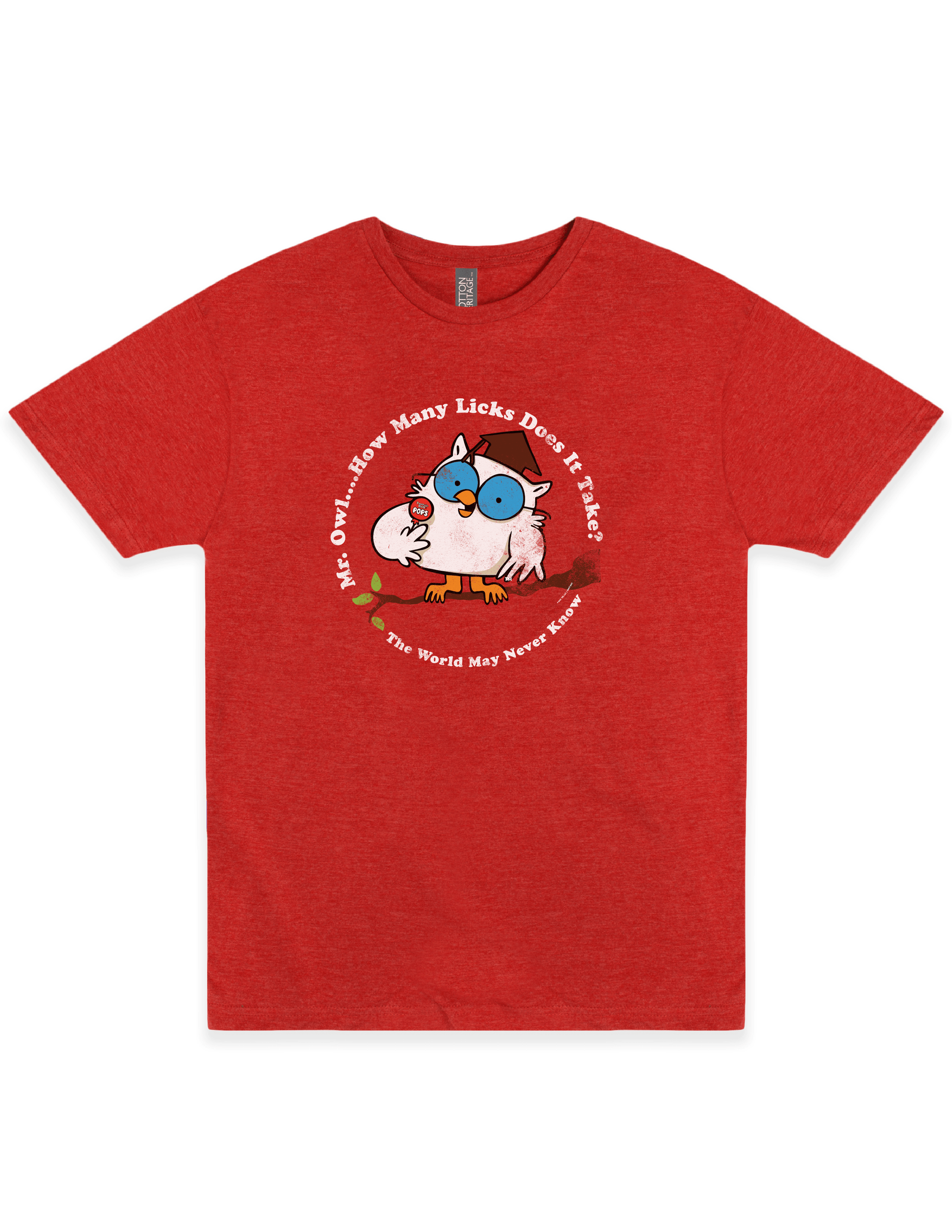 tootsie iconic mr owl heather red graphic t shirt officially licensed candy brand unisex nostalgia tee