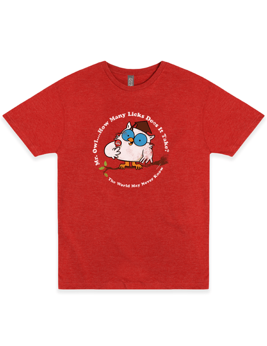 tootsie iconic mr owl heather red graphic t shirt officially licensed candy brand unisex nostalgia tee