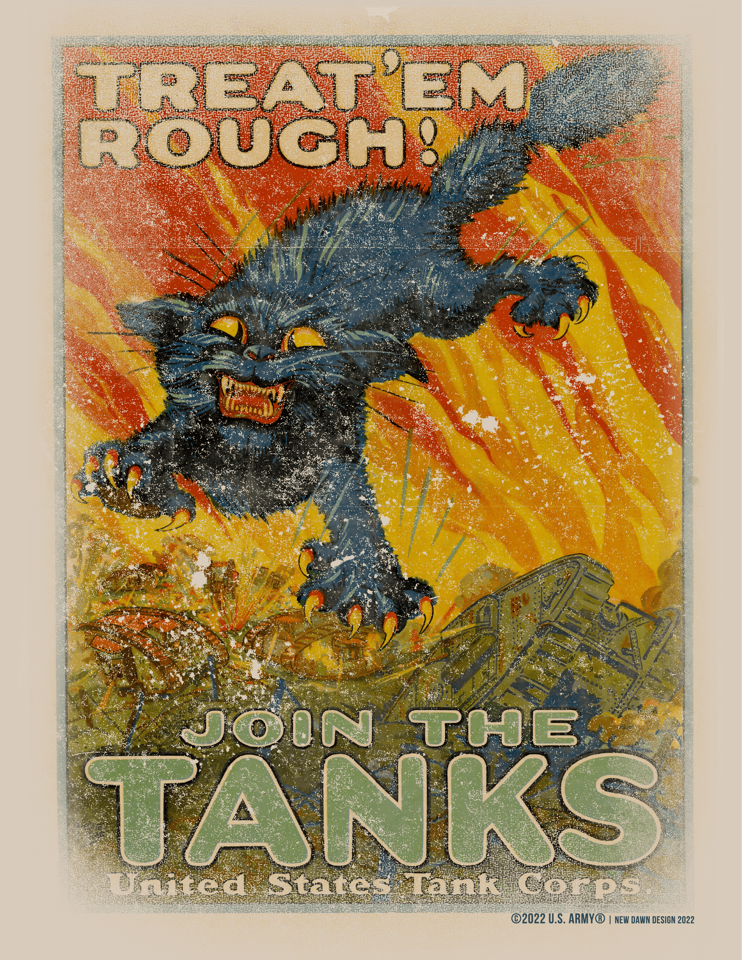 close up of us army join the tanks tank destroyer units vintage graphic on cotton t shirt