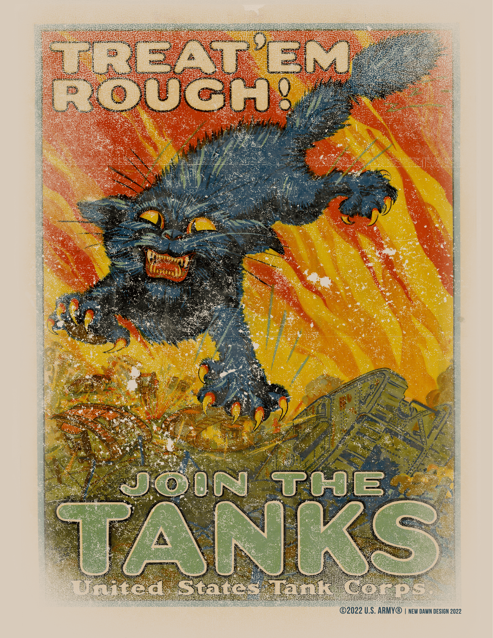 close up of us army join the tanks tank destroyer units vintage graphic on cotton t shirt