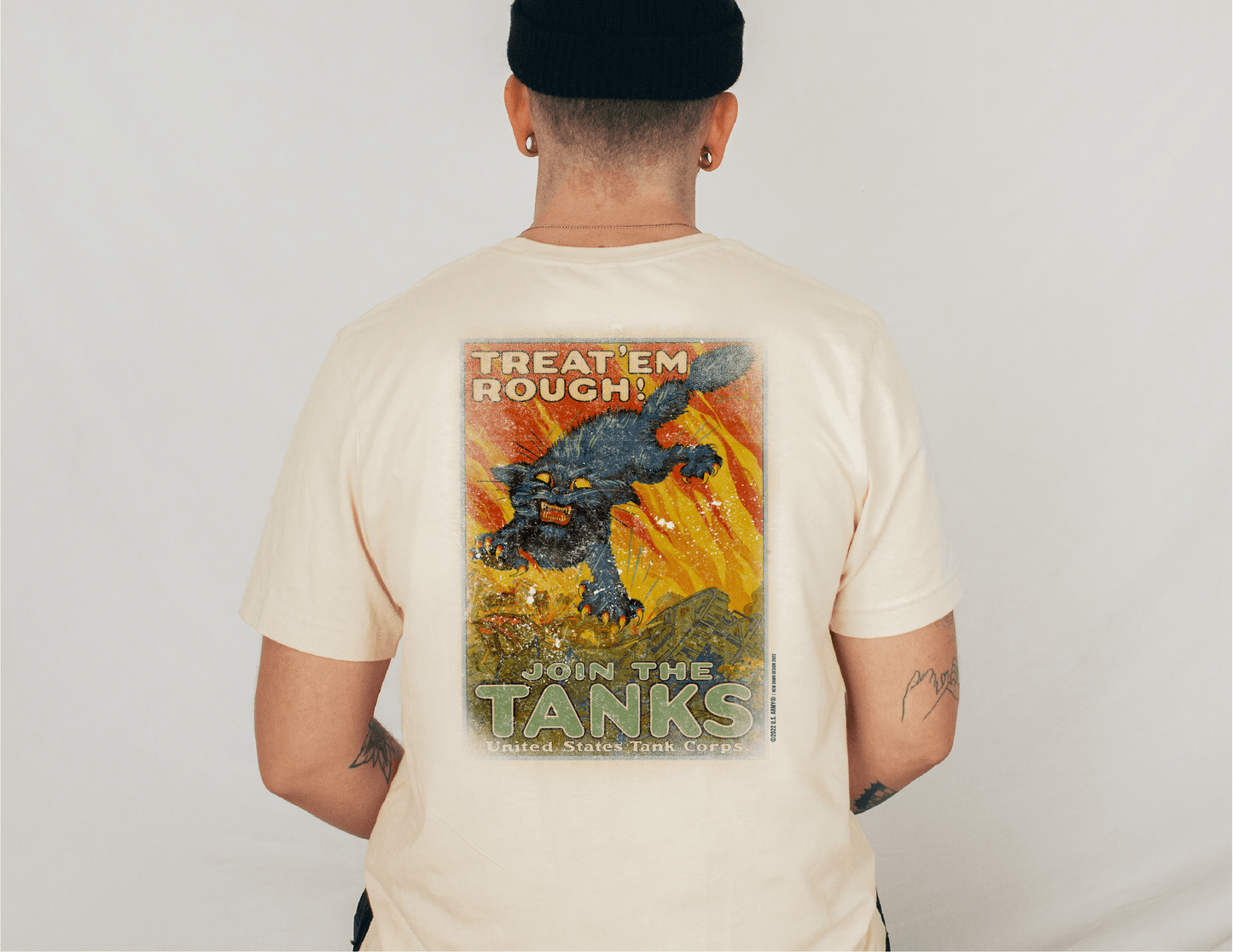 close up of us army join the tanks tank destroyer units vintage graphic on cotton t shirt