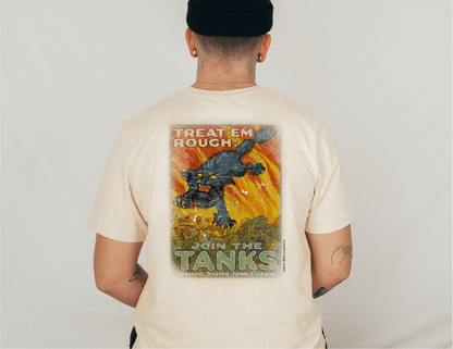 close up of us army join the tanks tank destroyer units vintage graphic on cotton t shirt